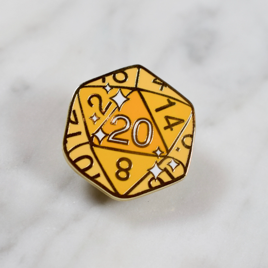 Citrine D20 - Hard Enamel Pin