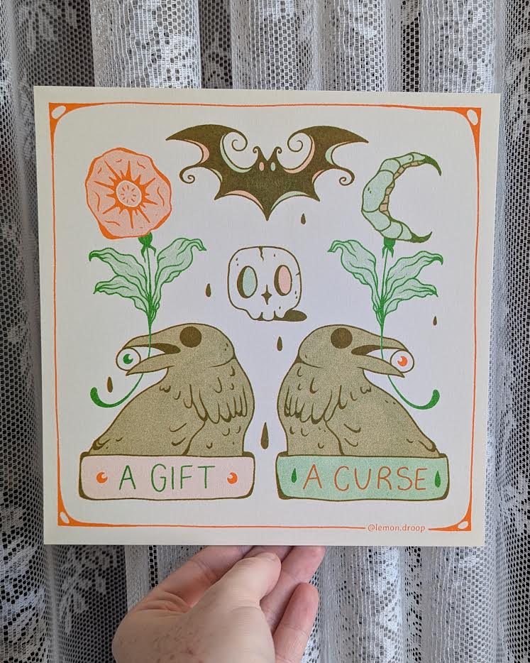 cursed crows riso print