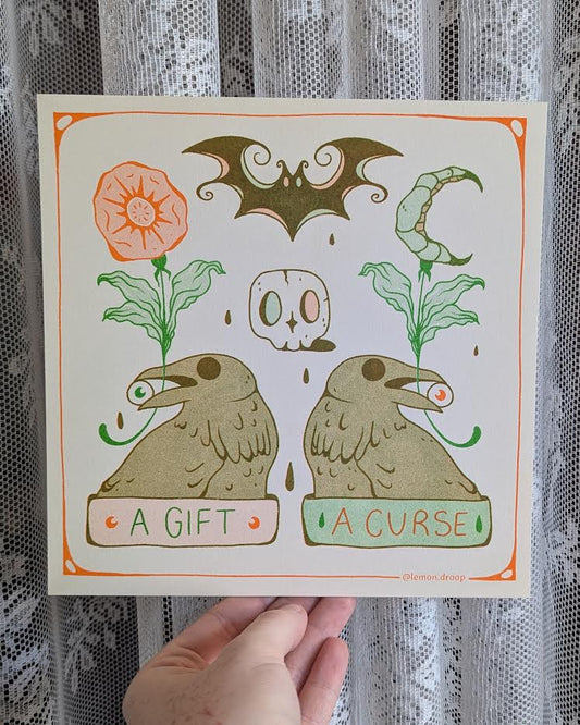 cursed crows riso print