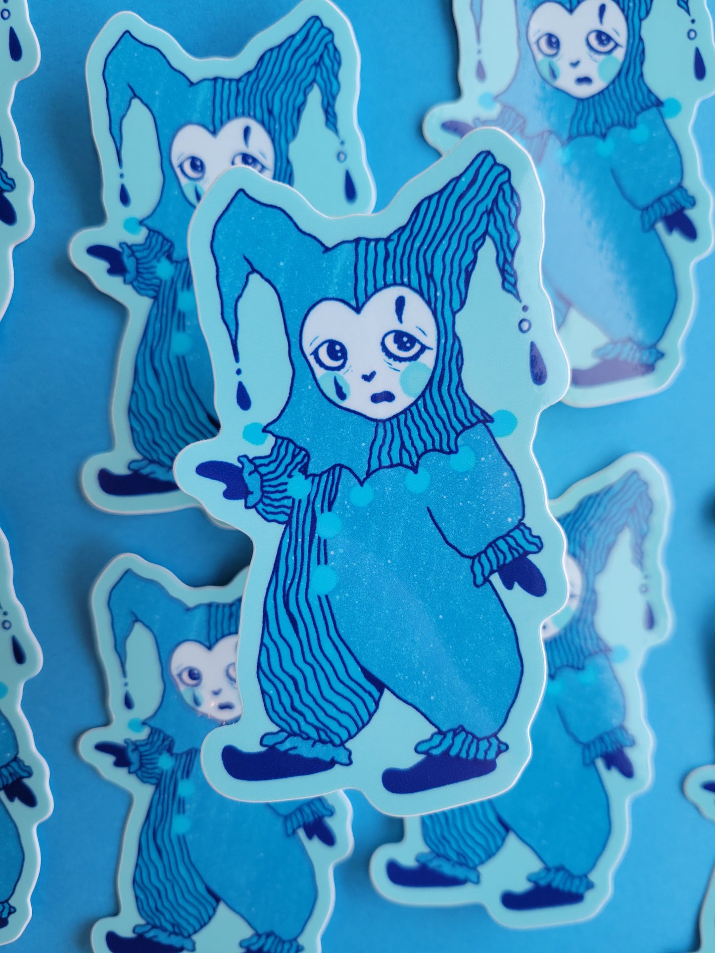 cry baby blues jester sticker