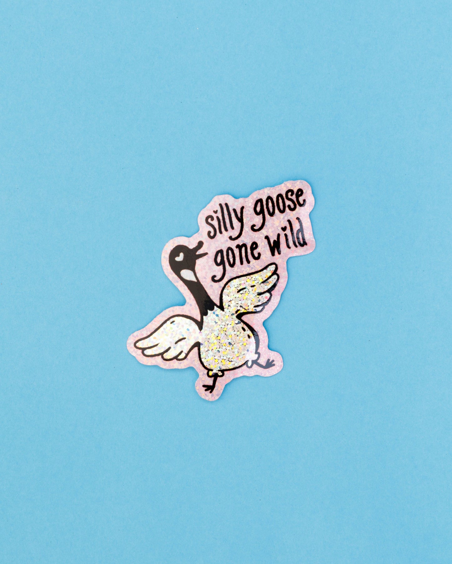 glittery silly goose gone wild sticker