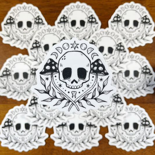 Mushroom Skull Moon Phase Sticker