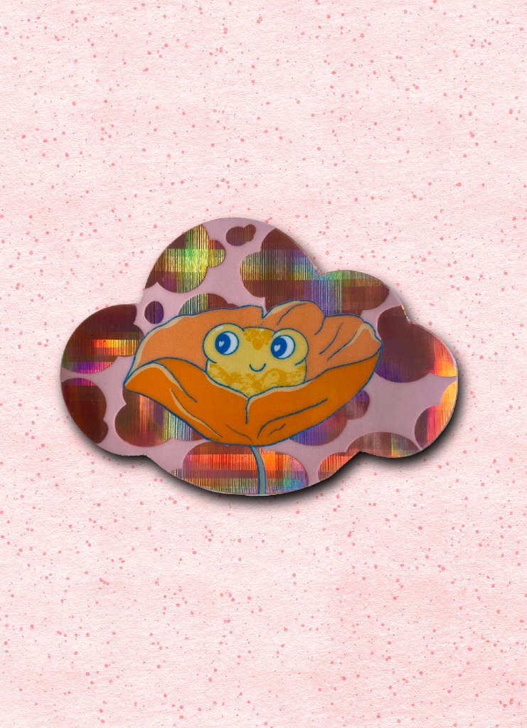 Pink Cloud Frog Sticker
