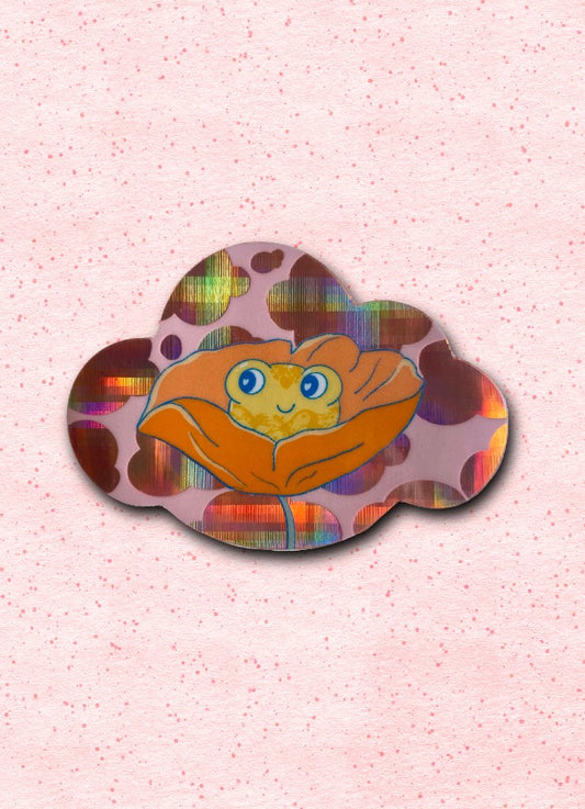 Pink Cloud Frog Sticker