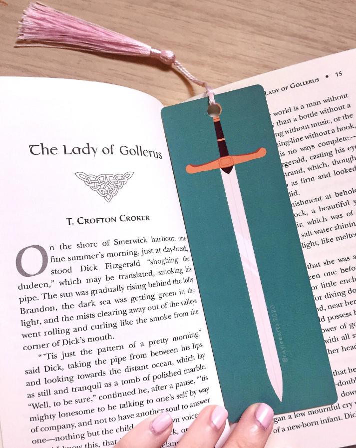 Beautiful Lady and Knight Sword Bookmark with Tassel