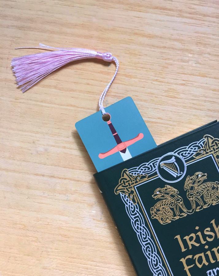 Beautiful Lady and Knight Sword Bookmark with Tassel