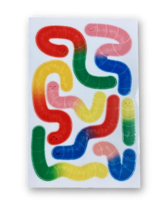 Clear Gummy Worm Sticker Sheet