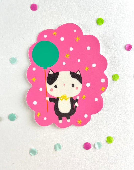 Starburst Kitten with Balloon Sticker