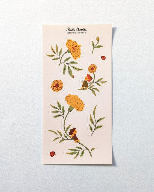 Marigold Flower Sticker Sheet