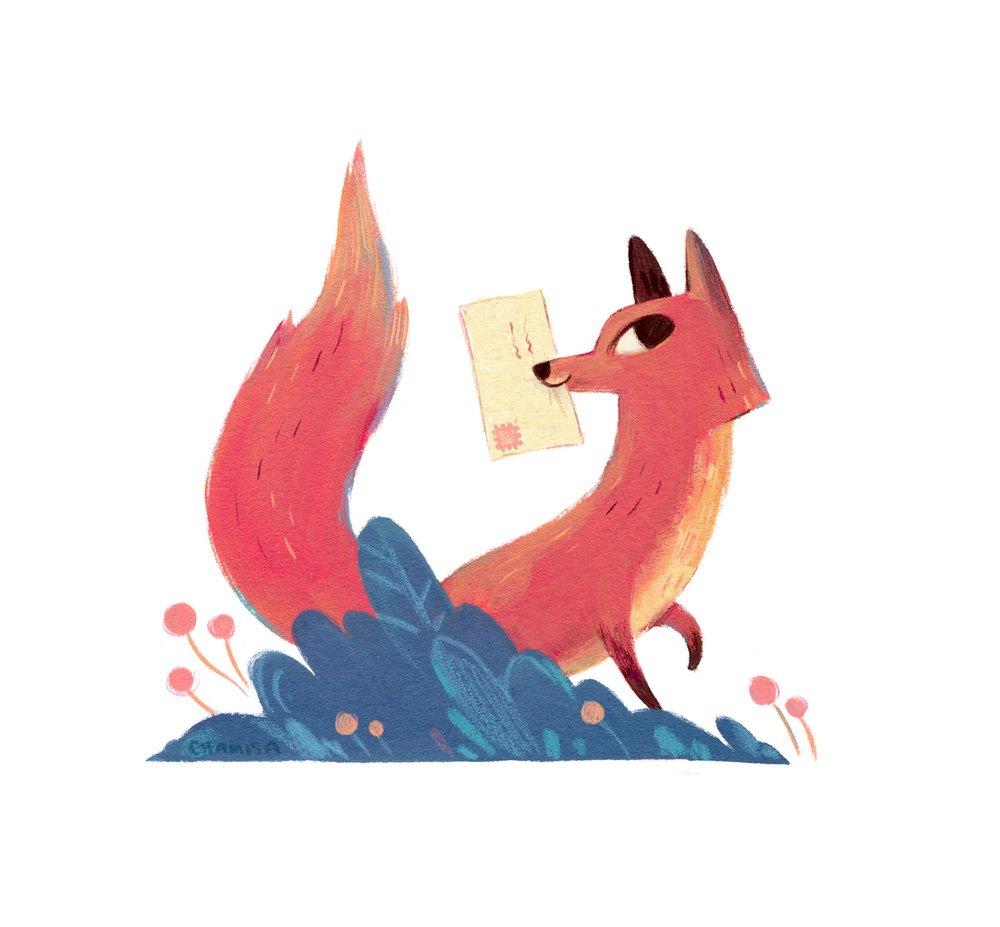 Fox Sends a Letter Greeting Card