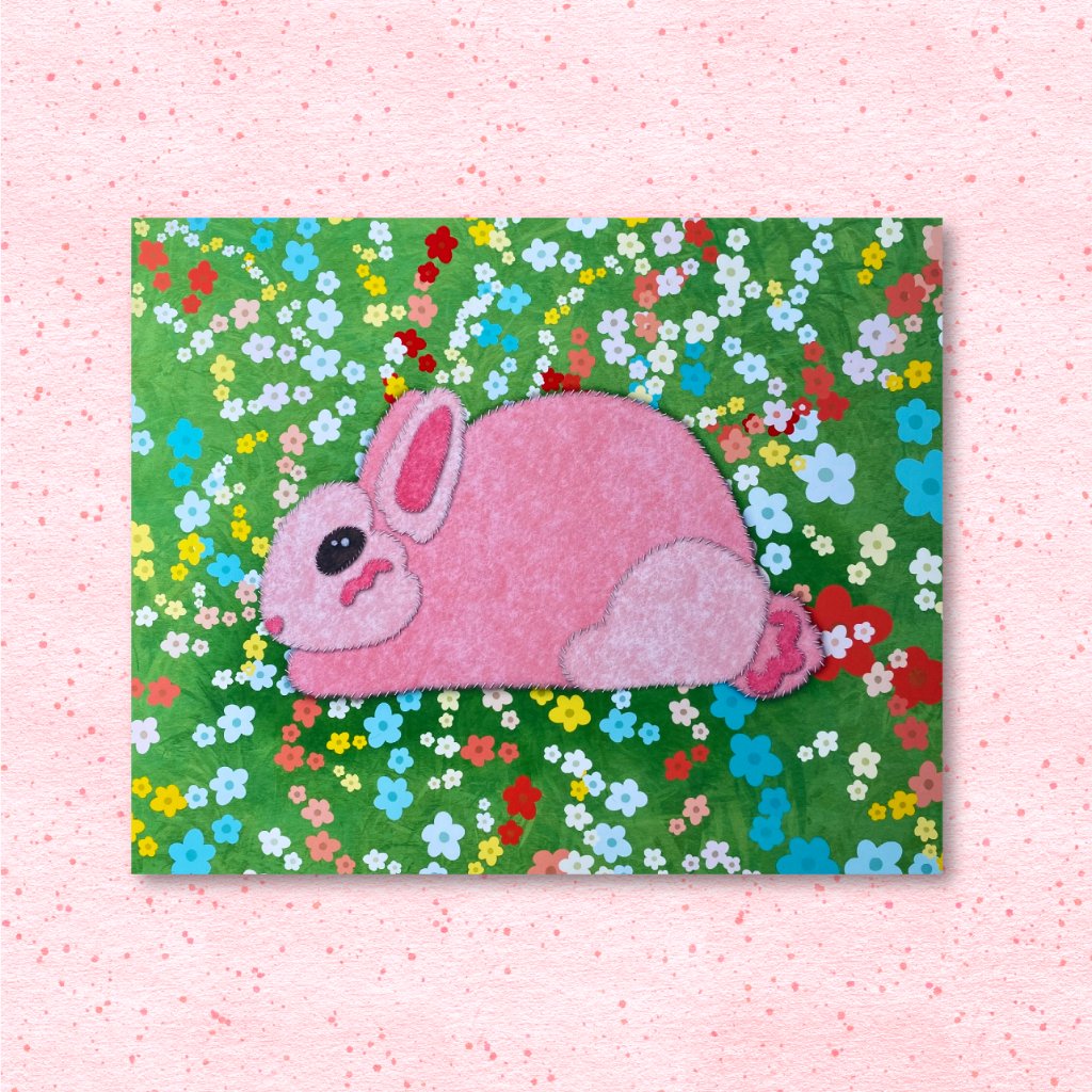 Floral Felt Bunny 8"x10" Print