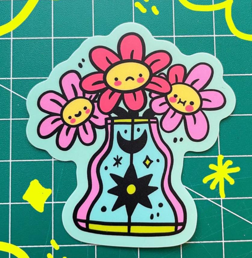 Flower Vase Shimmery Sticker