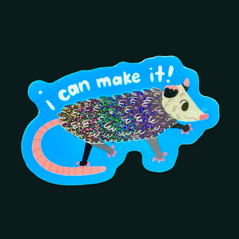 Optimistic Opossum Sticker