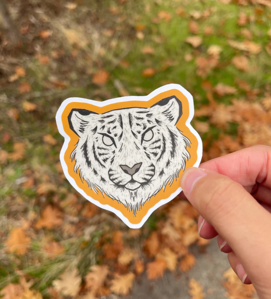 White Tiger Die Cut Vinyl Sticker