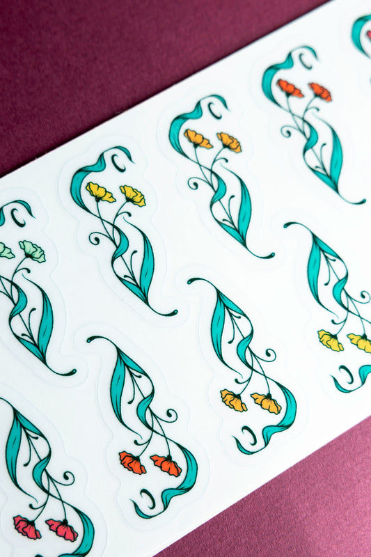 floral corners sticker sheet