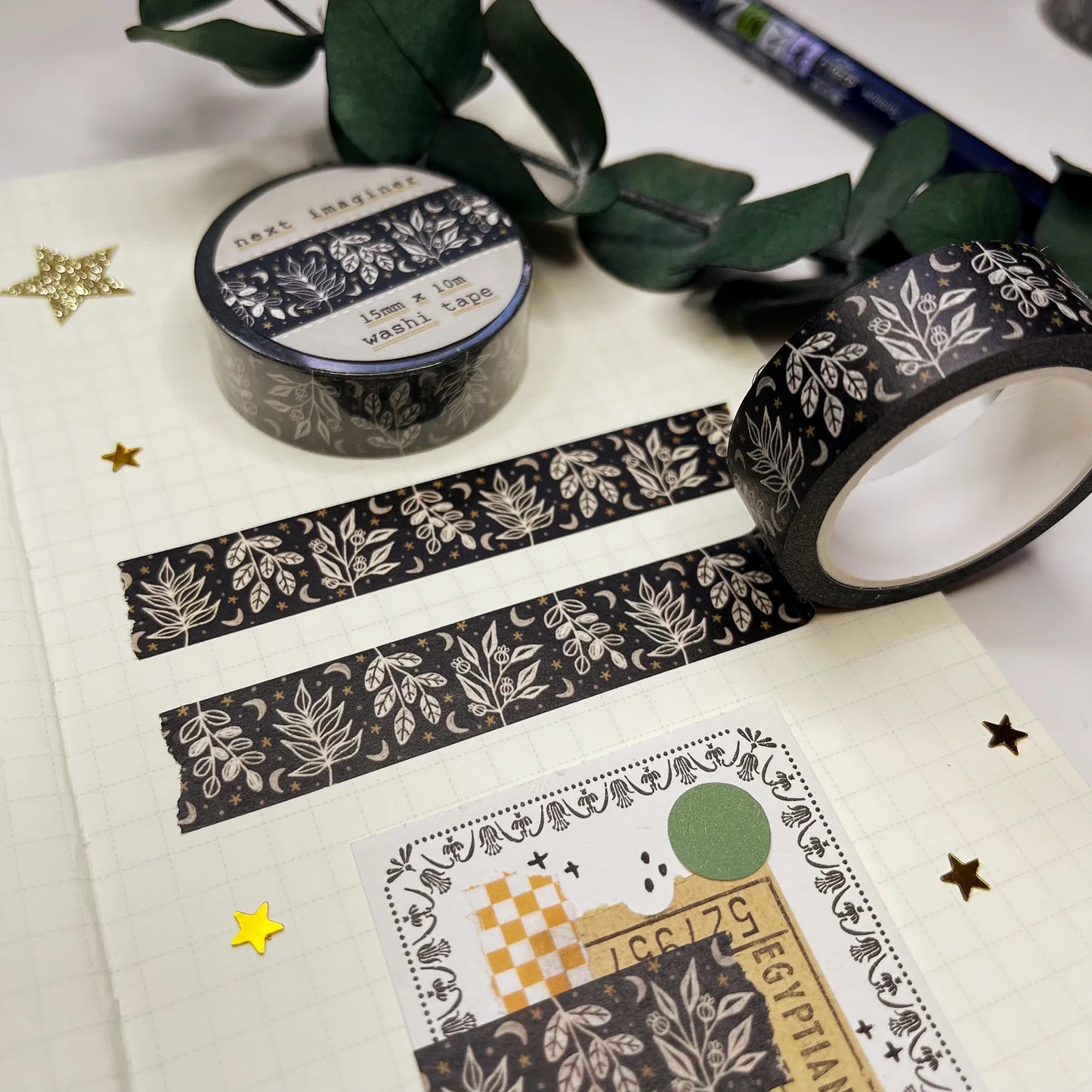 Black Botanical Washi Tape