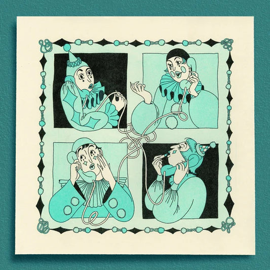Clown Conference Call Riso Print - Mint + Black