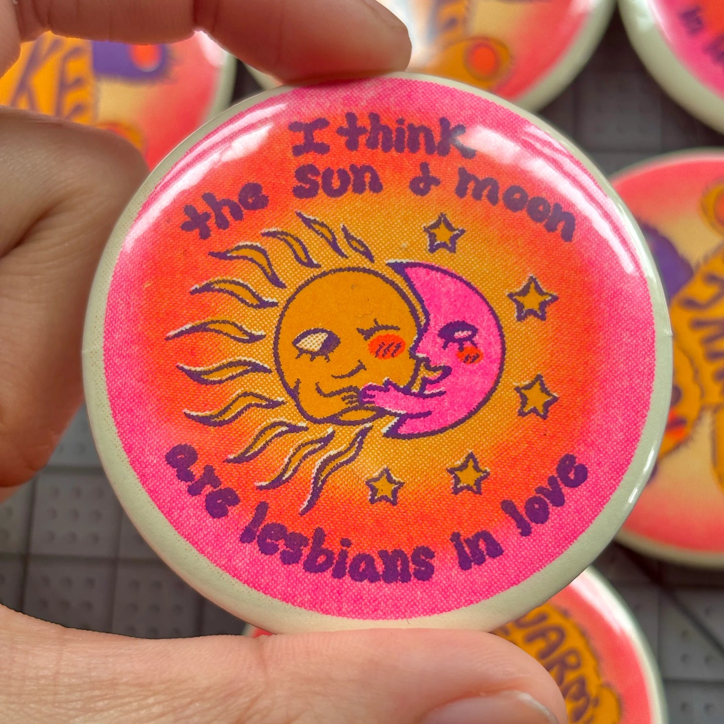 Sun and Moon Lesbians button