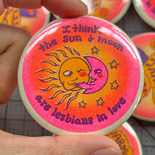 Sun and Moon Lesbians button