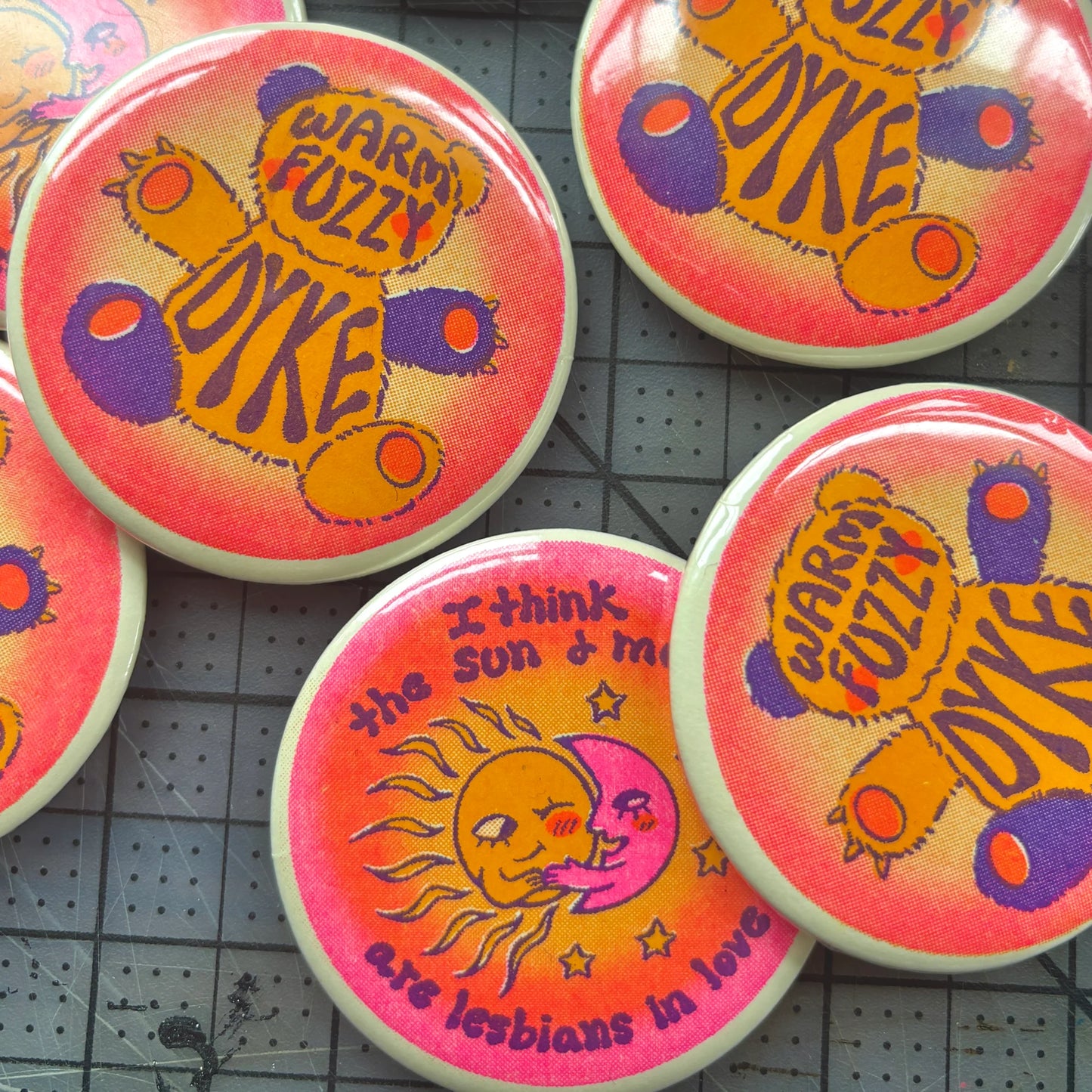 Sun and Moon Lesbians button