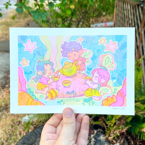Fairy Tea Party riso print