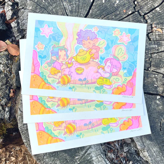 Fairy Tea Party riso print