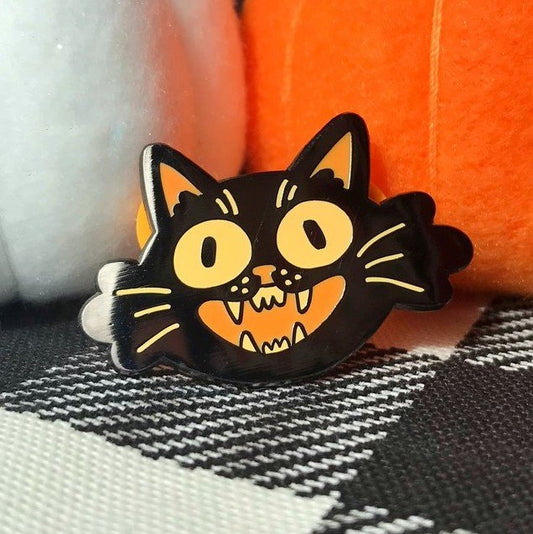 halloween cat enamel pin