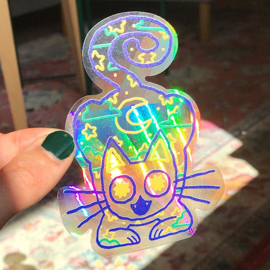 cosmic cat rainbow maker sticker