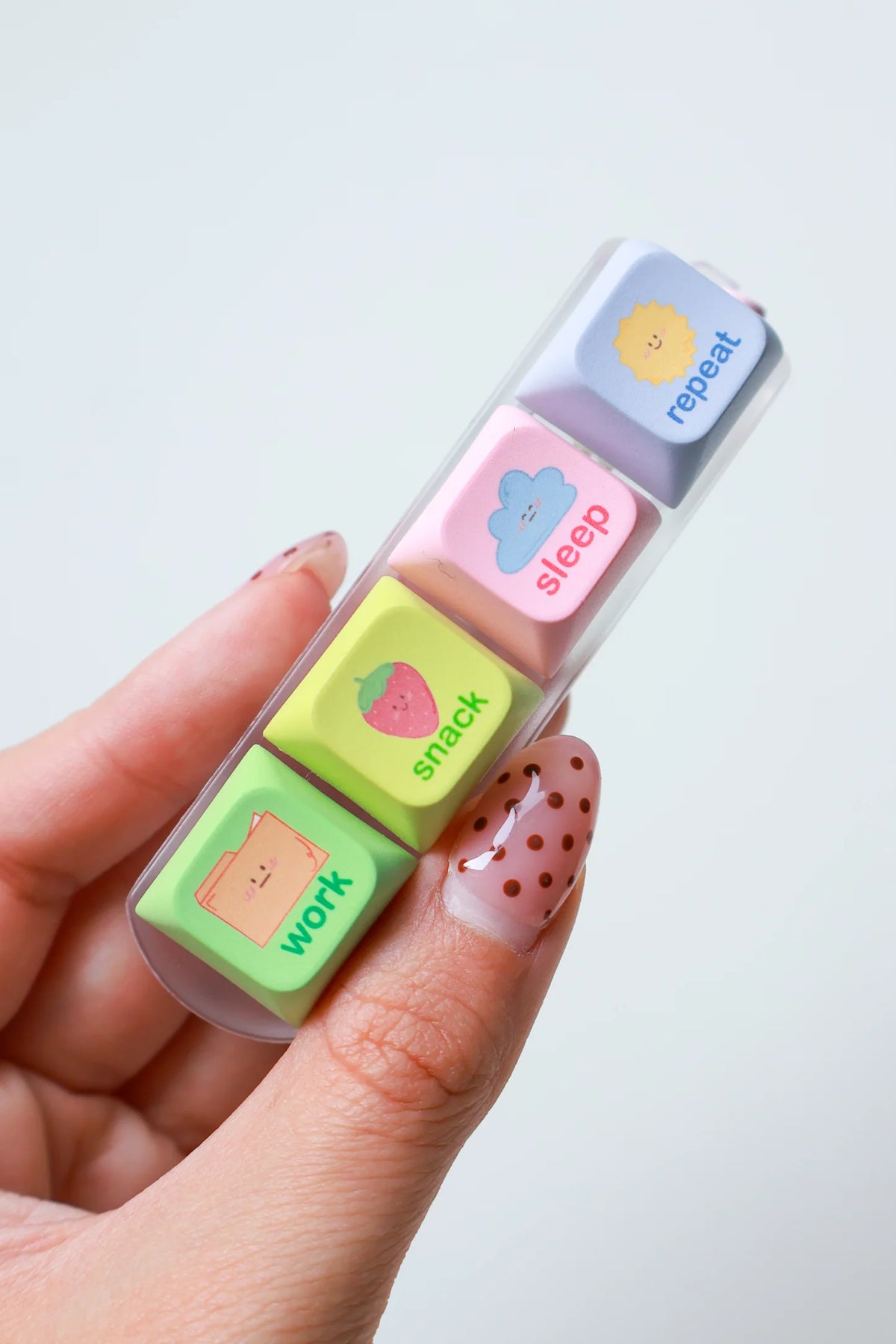 Routine keyboard fidget keychain