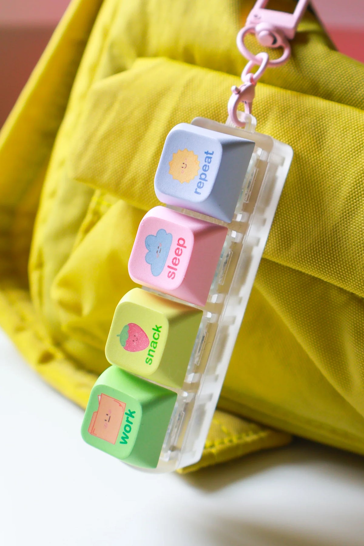 Routine keyboard fidget keychain