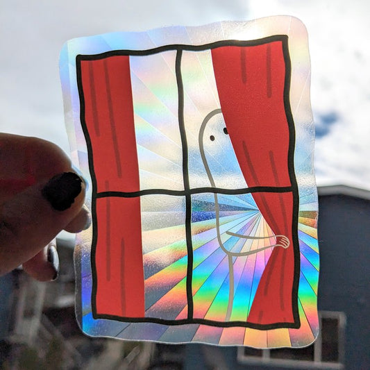 leaning ghost rainbow maker sticker