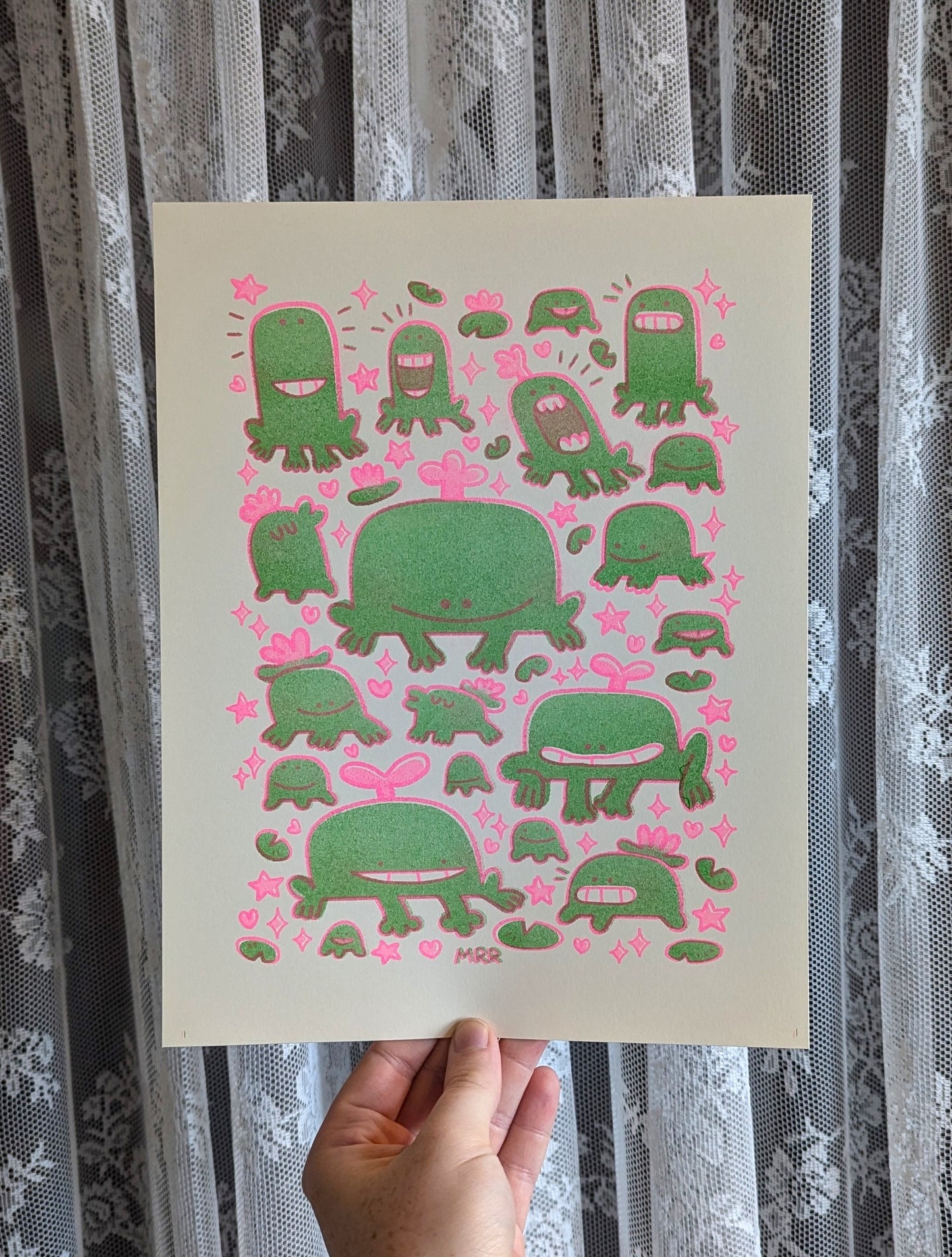 Froggy Family riso print