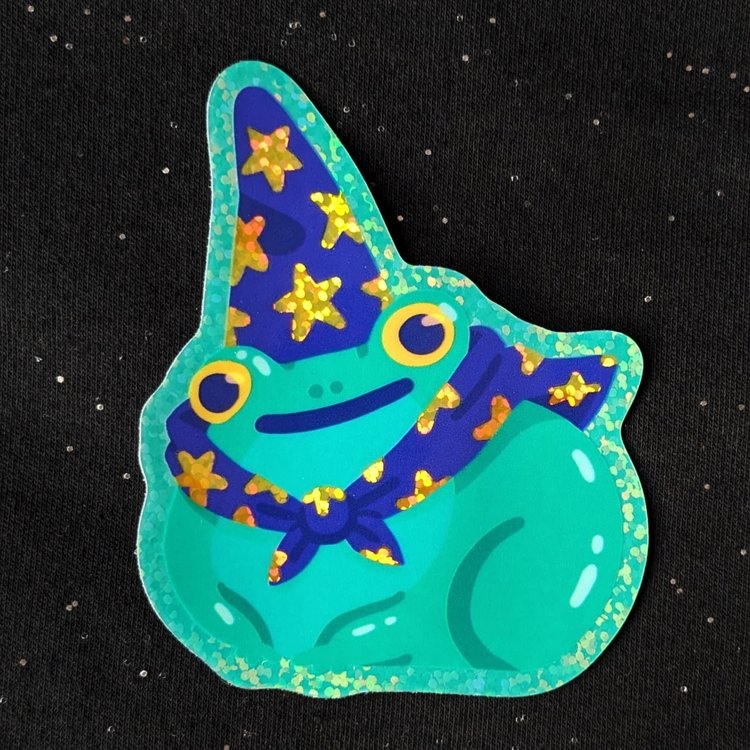 wizard frog glitter sticker