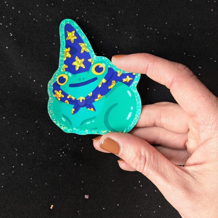 wizard frog glitter sticker