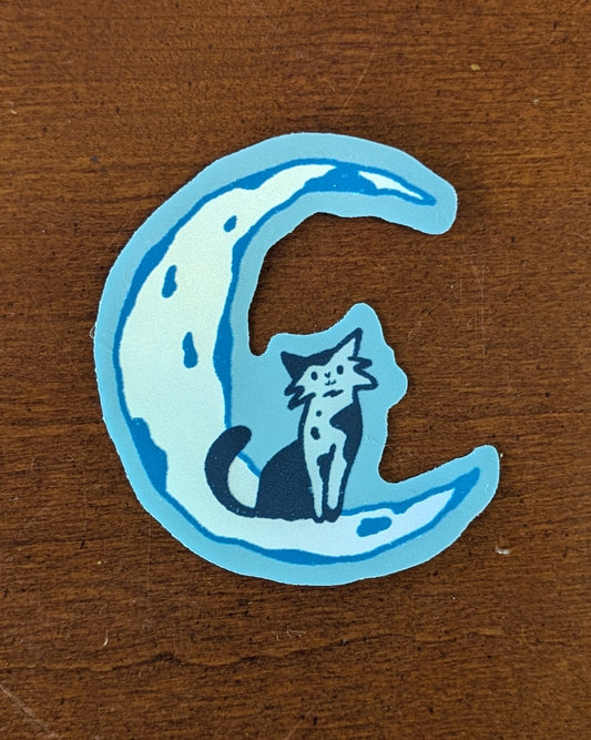 vaporwave moon cat sticker