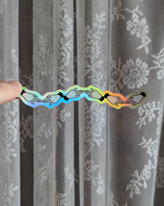 holographic hands sticker