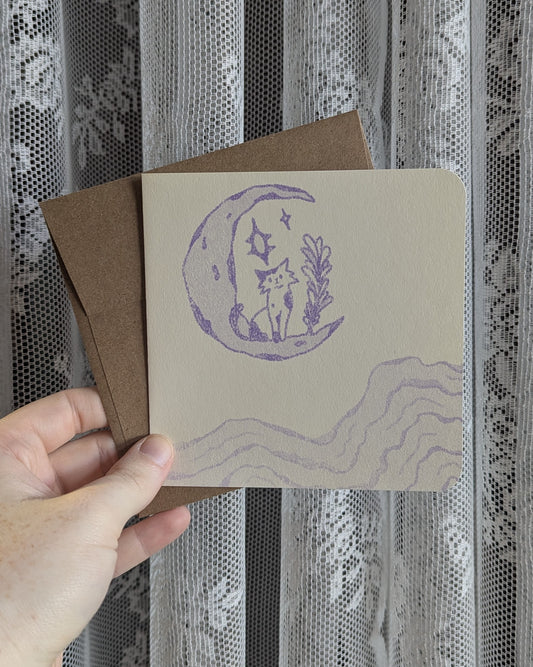 moon cat risograph card