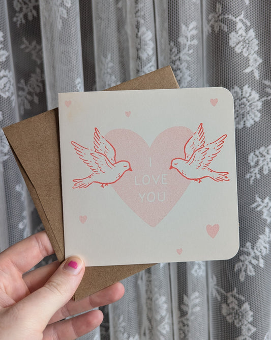 lovey dovey risograph card