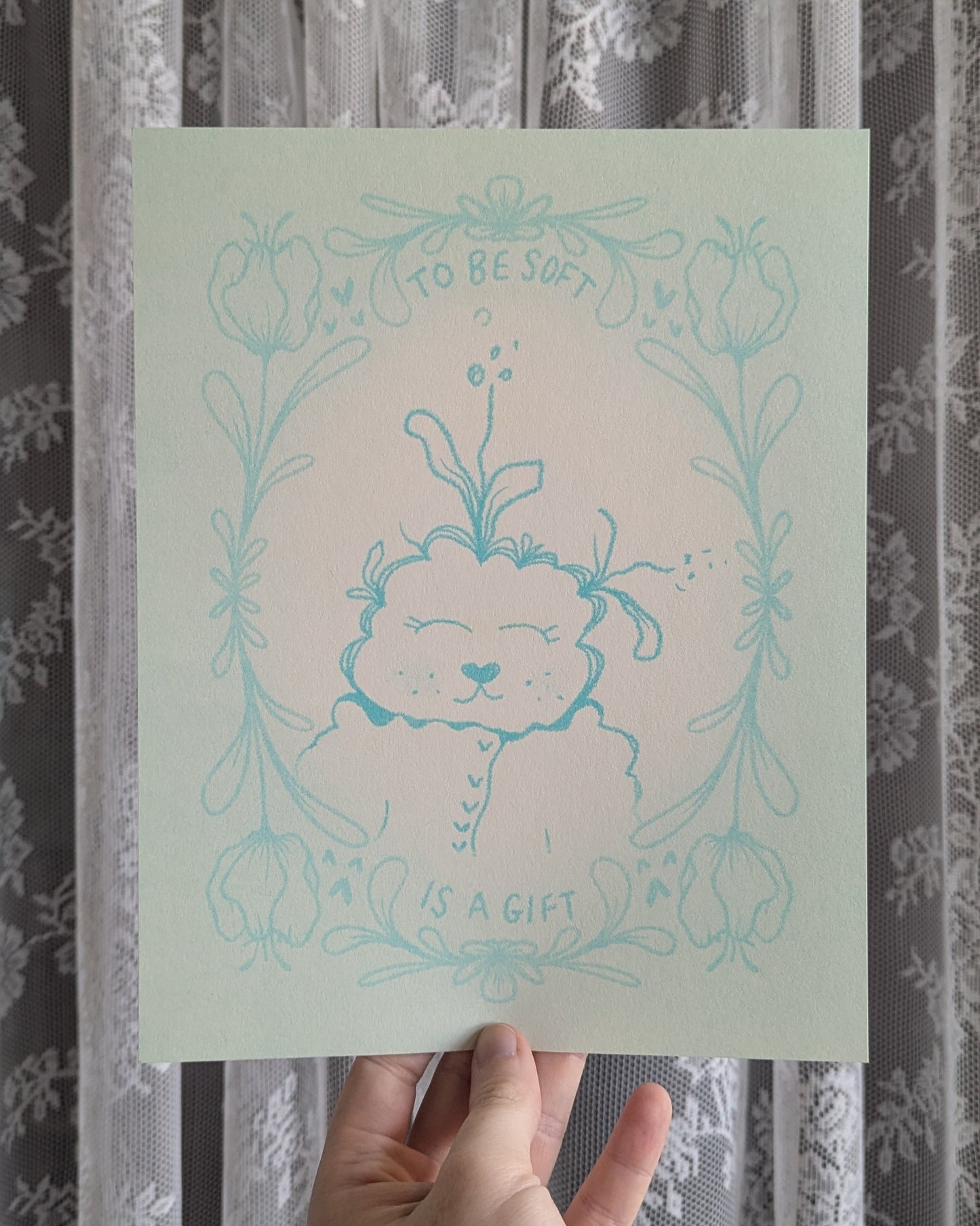 being soft is a gift riso print