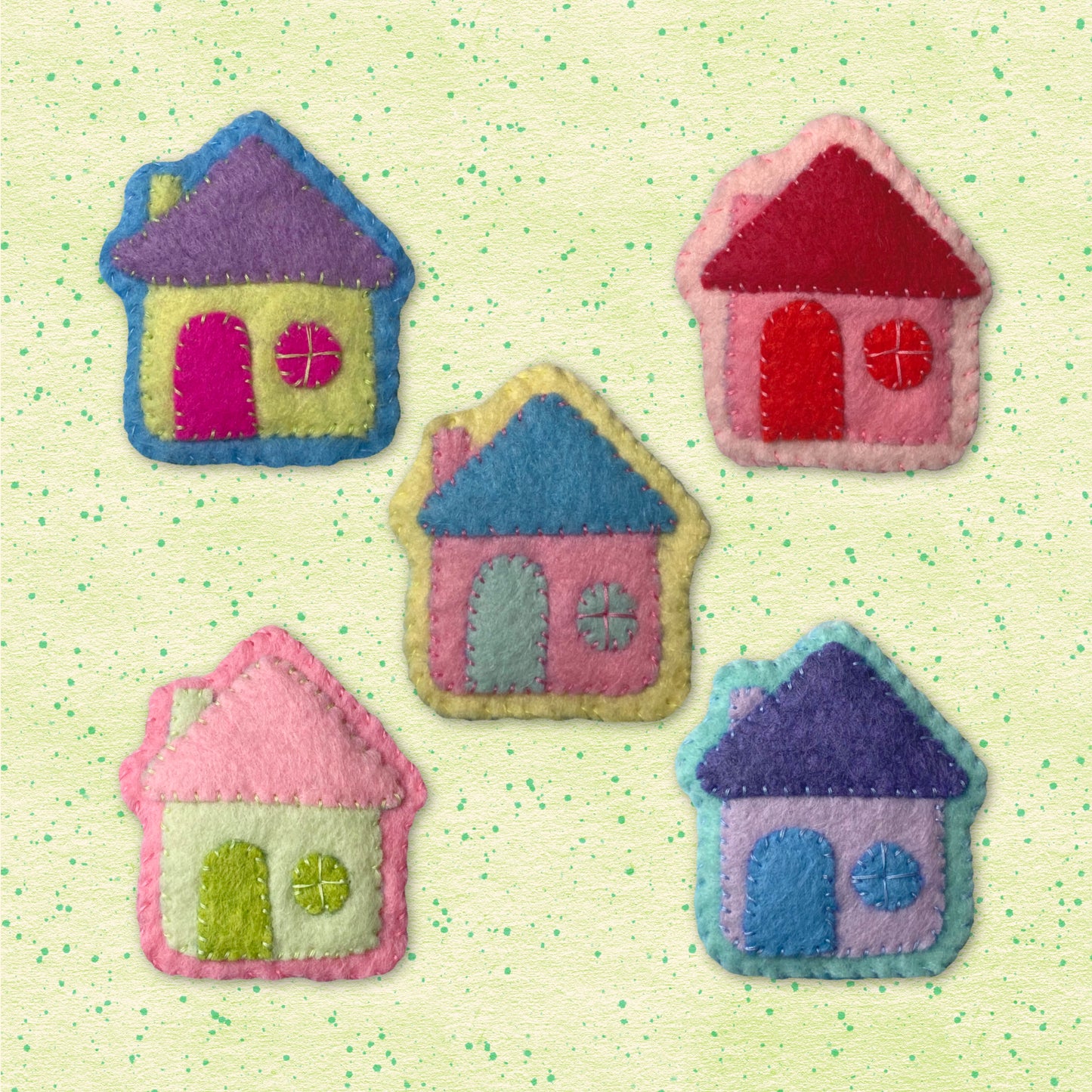 Hand-Stitched Happy Home Pins
