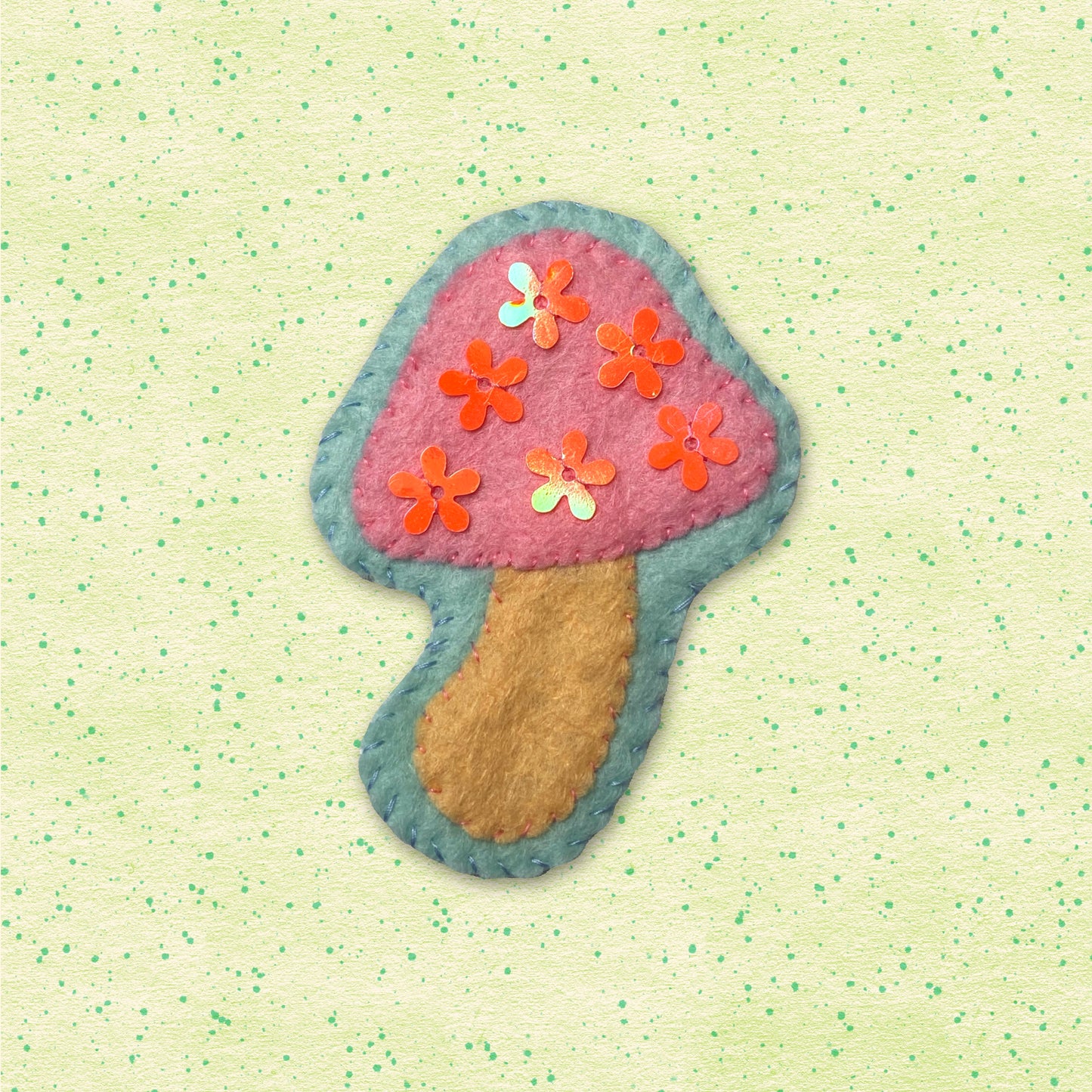 Hand-Stitched Mushroom Pins