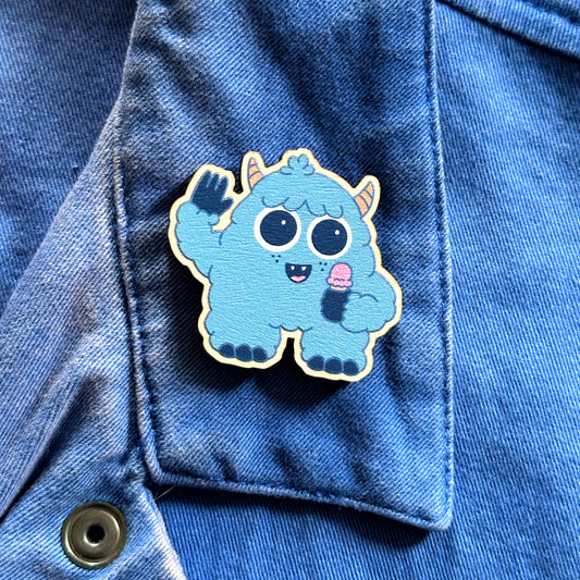 Baby Yeti Wooden Pin