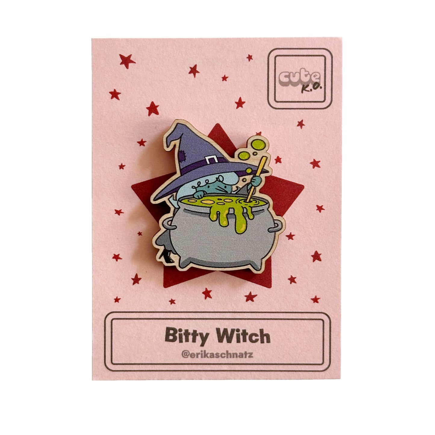 Bitty Witch Wooden Pin