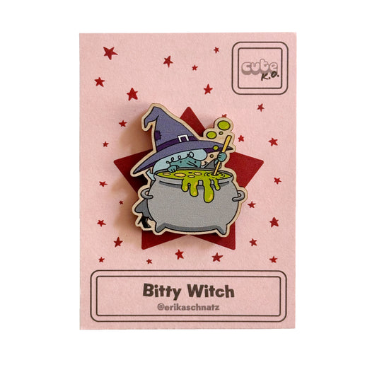 Bitty Witch Wooden Pin