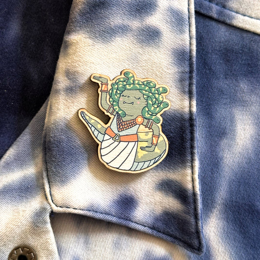 Gracey the Gorgon Wooden Pin