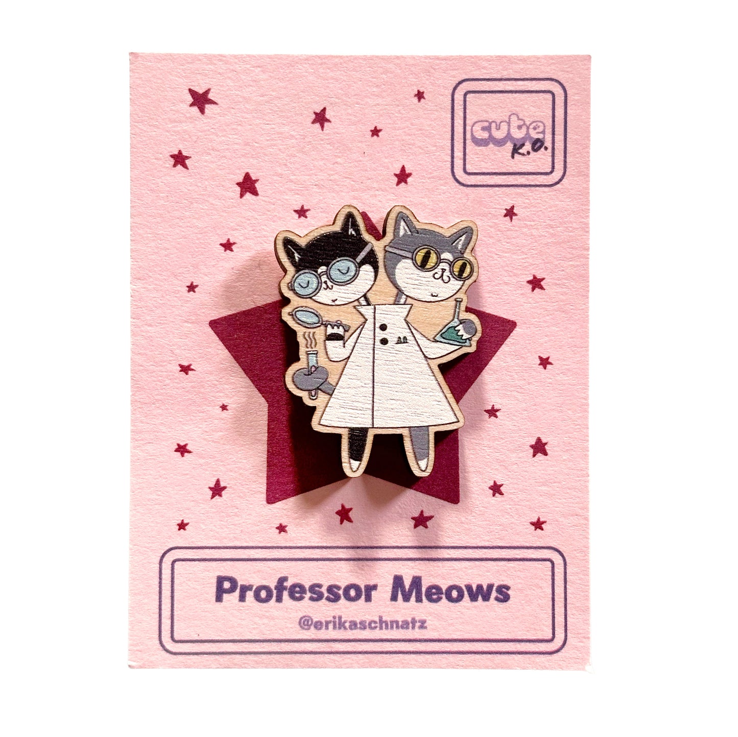 Professor Meows Wooden Pin