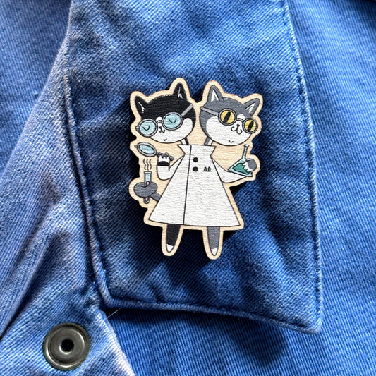 Professor Meows Wooden Pin