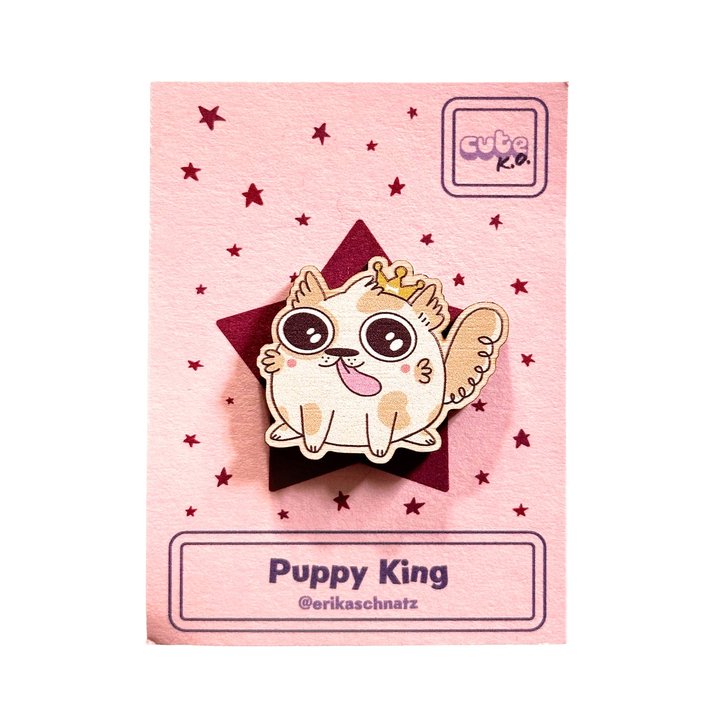 Puppy King Wooden Pin