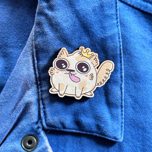 Puppy King Wooden Pin