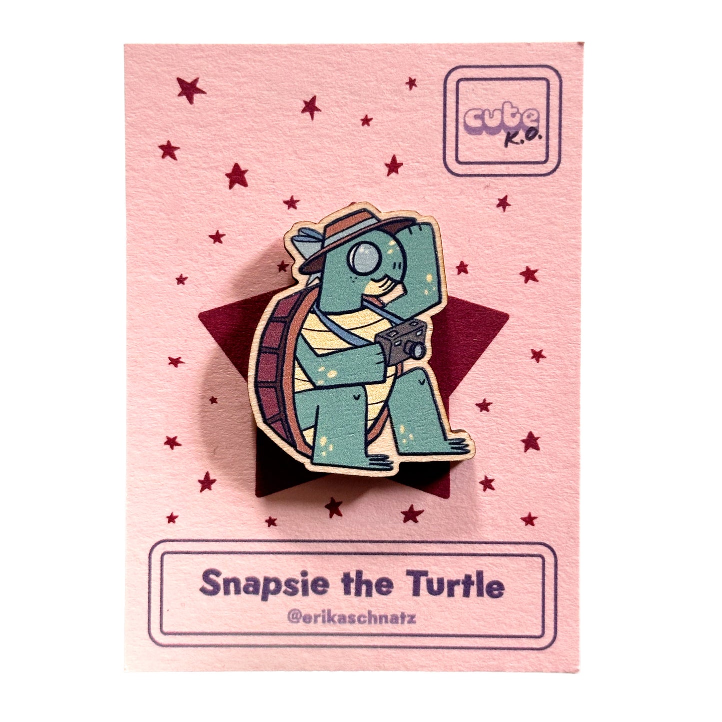 Snapsie the Turtle Wooden Pin